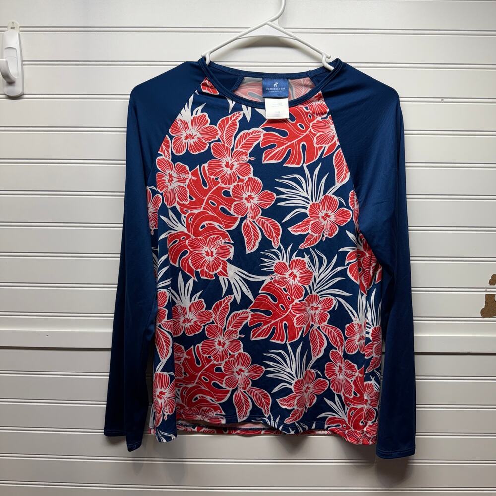 Caribbean Joe Women’s Standard Long Sleeve Rashguard UPF Sun Protection Size M